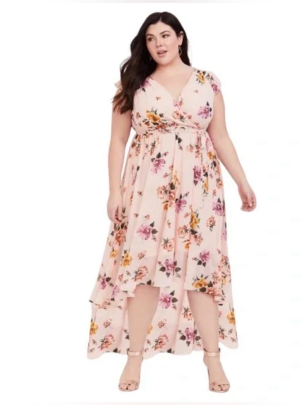 NWOT Torrid Plus Size Blush Floral HighLow Wrap Dress size 2X 18/20 🌸BRB SL 3 - Picture 4 of 10